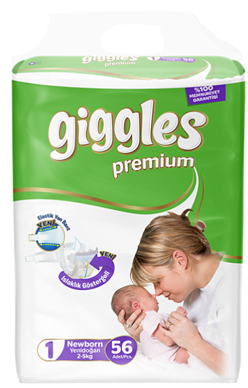 Підгузки Premium Newborn, 2-5 кг, 56 шт.         - Giggles — фото N1