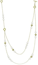 ПОДАРОК! Ожерелье из белого жемчуга с золотыми бусинами 46 см - Lambre — фото N1