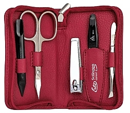 Маникюрный набор, 5 предметов "Siena", на молнии, red - Erbe Solingen Manicure Zipper Case — фото N2