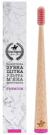 Бамбукова зубна щітка, рожева - Viktoriz Premium — фото N1