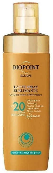 Молочний спрей для тіла SPF 20 - Biopoint Solaire Latte Spray Sublimante SPF 20 — фото N1