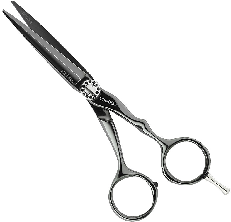 Ножницы парикмахерские прямые, 90018, черные - Tondeo Premium Line Mythos Black Offset 5.5" Conblade — фото N1