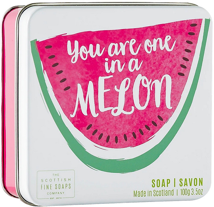 Мило для тіла у металевій коробці "Диня" - Scottish Fine Soap in a Tin Fruits Melon Soap — фото N1