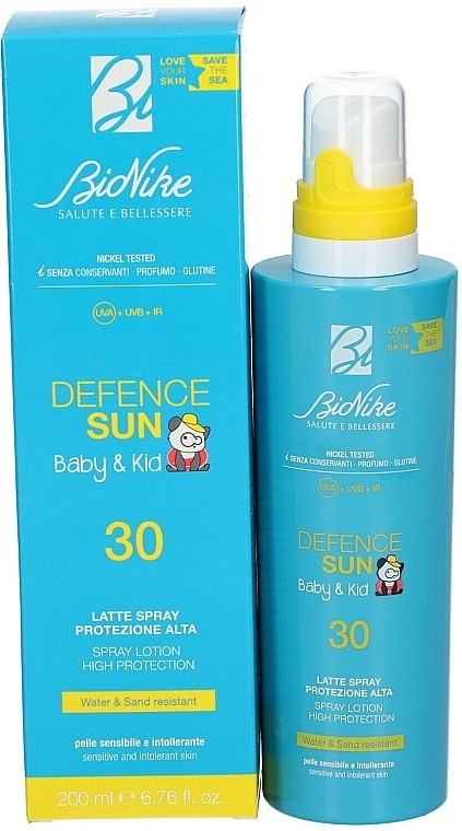 Дитячий сонцезахисний спрей-лосьйон для тіла - BioNike Defence Sun Baby&Kid SPF30 Spray Lotion — фото N2