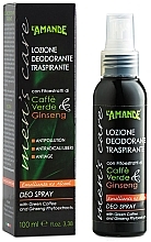 Парфумерія, косметика Дезодорант-спрей для чоловіків - L'Amande Man's Care Green Coffee & Ginseng Deo Spray