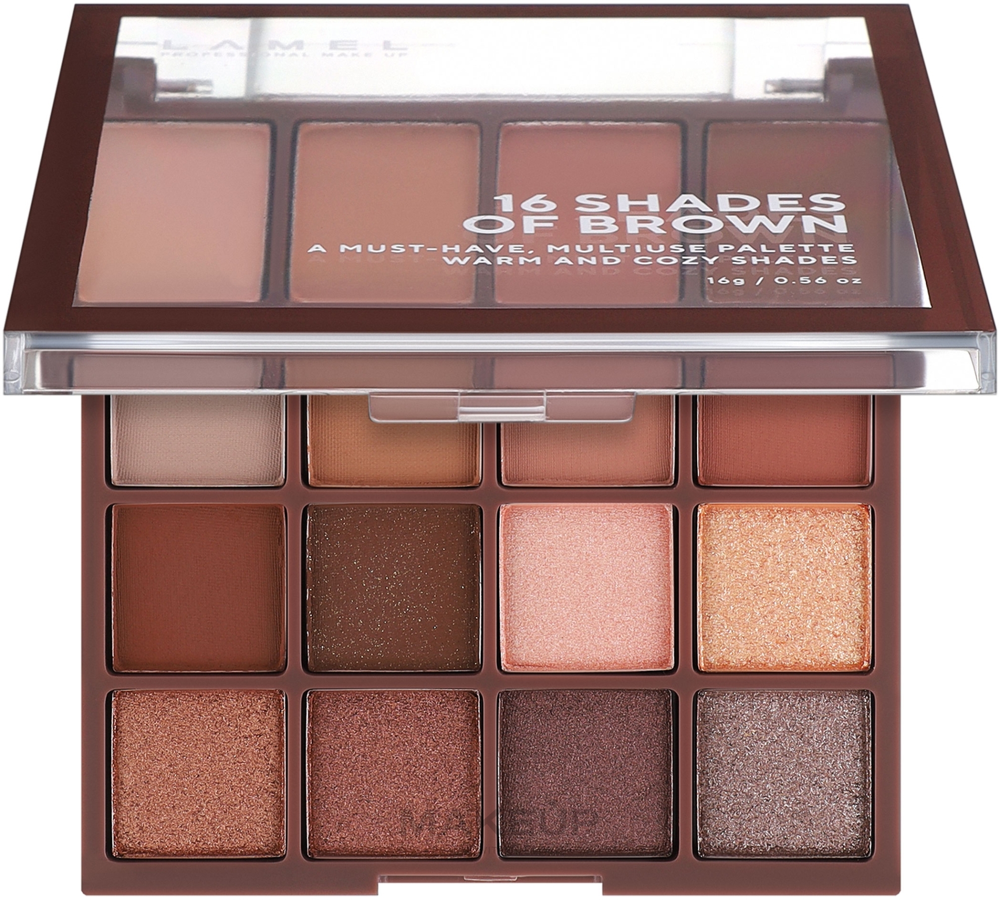 Палетка теней для век - LAMEL Make Up Eyeshadow 16 Shades Of Brown Palette — фото 16-3