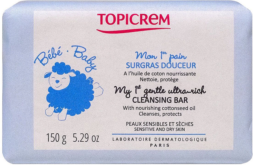 Ніжне мило для чутливої дитячої шкіри - Topicrem Bebe Baby my 1st Gentle Ultra Rich Cleansing Bar — фото N1