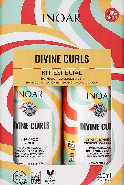 Набір для виткого волосся - Inoar Absolut Divine Curls (shm/250 ml + cond/250 ml) — фото N1