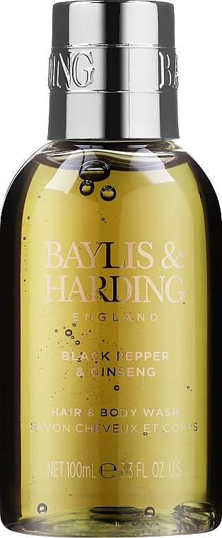 Набор - Baylis & Harding Black Pepper & Ginseng Signature Collection (sh/gel/100ml + f/wash/100ml + crystals/75g + bathrobe) — фото N3