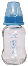 Духи, Парфюмерия, косметика Стеклянная бутылка для кормления с талией и силиконовой соской, 125 мл, голубая - Lindo PK 0980
