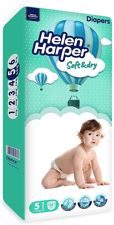 Детские подгузники Soft&Dry Junior 5, 11-16 кг, 54 шт. - Helen Harper — фото N2