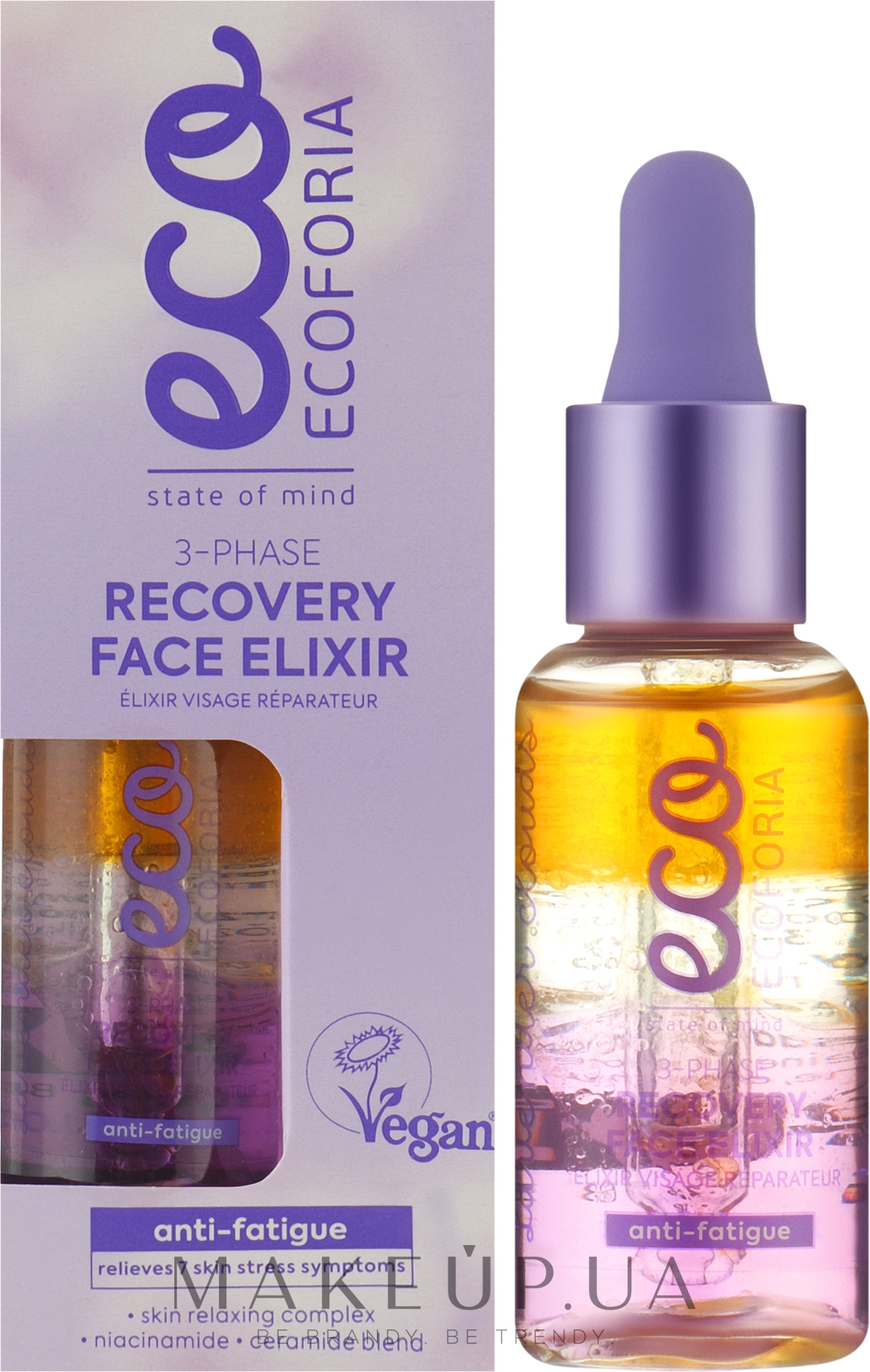 Еліксир для обличчя - Ecoforia Lavender Clouds 3-Phase Recovery Face Elixir — фото 30ml