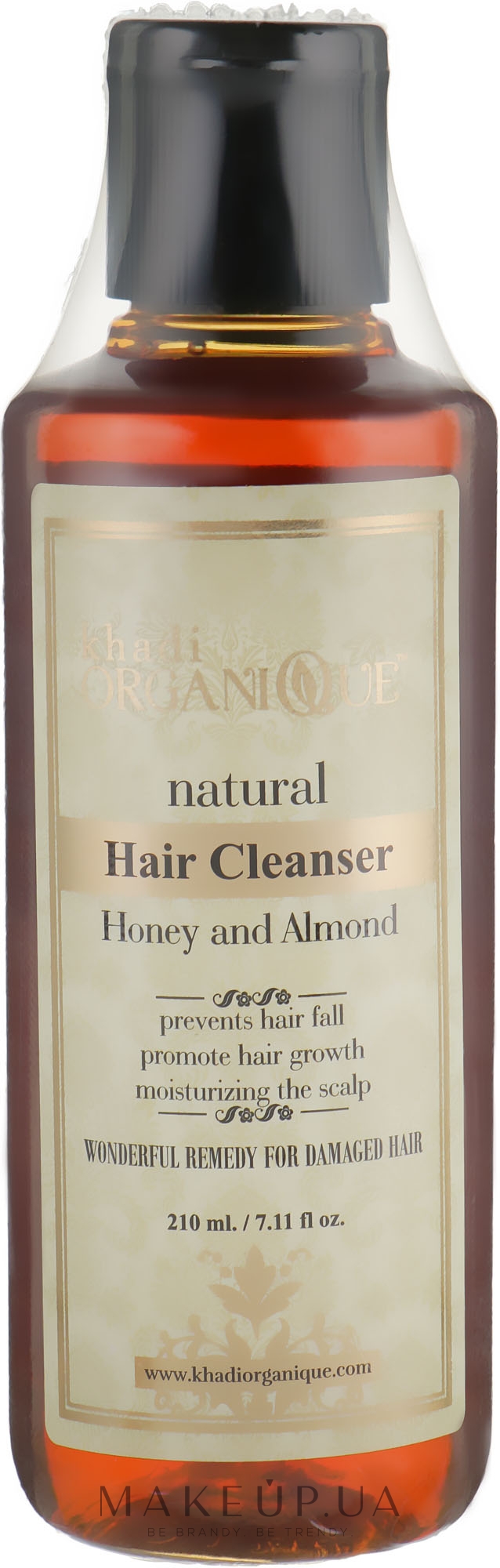 Натуральный травяной аюрведический шампунь "Мед и Миндаль" - Khadi Organique Hair Cleanser Honey And Almond — фото 210ml