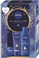 Набір - Nivea All About Care (b/milk/250ml + h/cr/100ml + cr/30ml) — фото N1