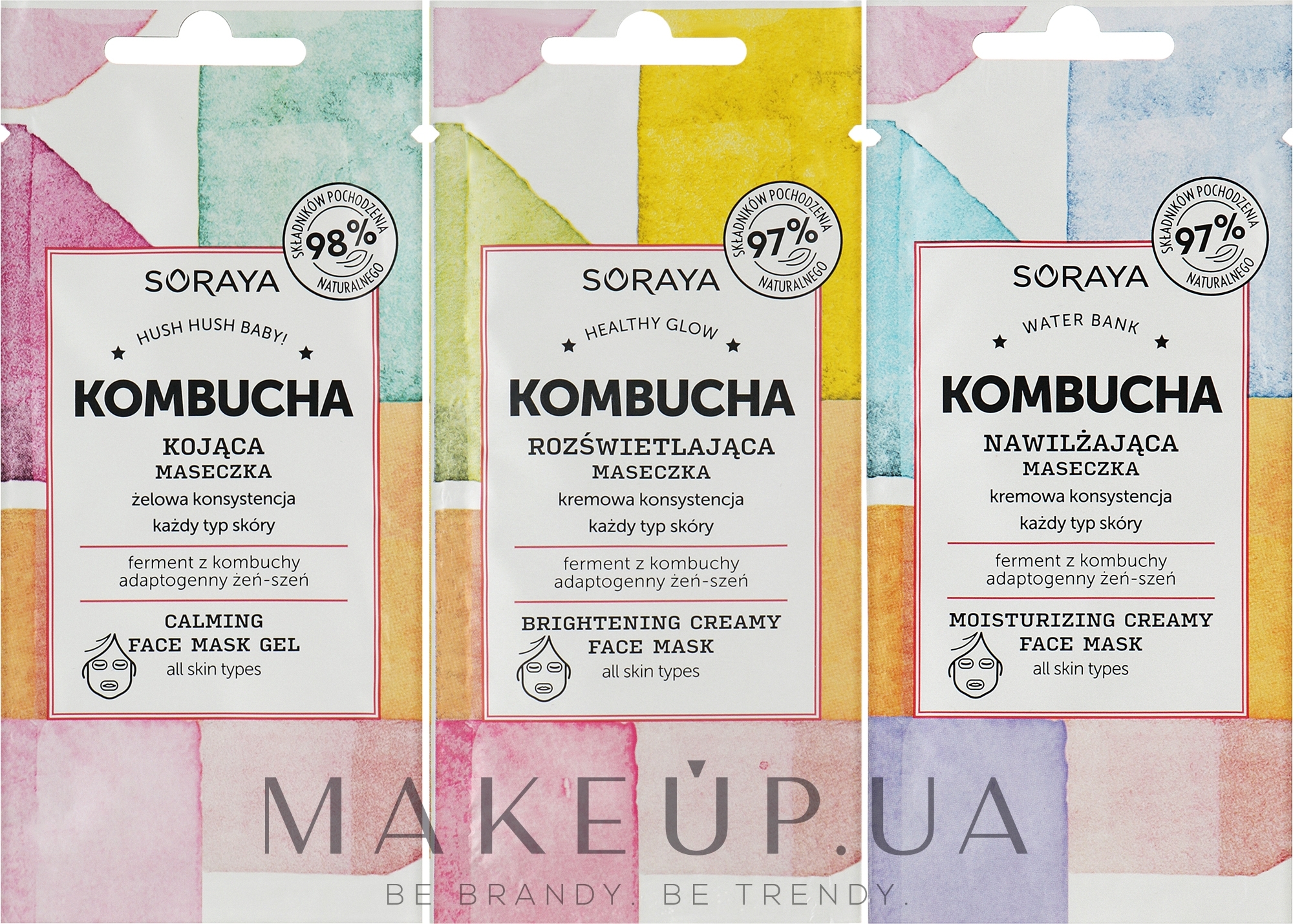 Набір масок для обличчя - Soraya Kombucha 3-Set Masks — фото 3x8ml