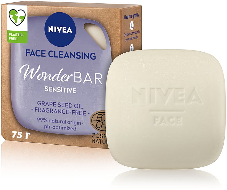 Натуральне очищення для обличчя для чутливої шкіри - NIVEA WonderBar Sensitive Face Cleansing — фото N3