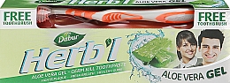Набор "Алоэ вера", салатовый - Dabur Herb`l (toothbrush/1шт + toothpaste/150g) — фото N1