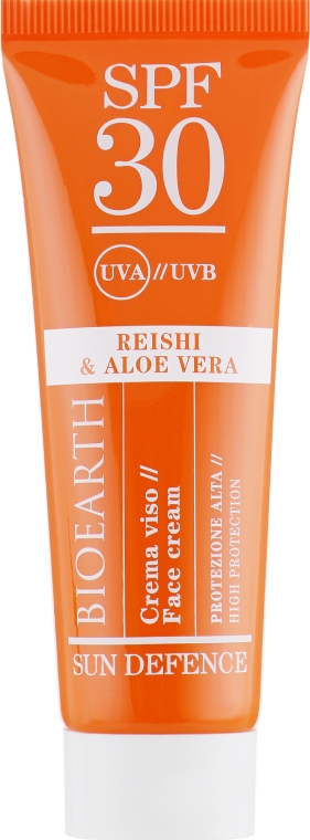 Солнцезащитный крем для лица с рейши и алоэ вера SPF30 - Bioearth Sun Defence Reishi & Aloe Vera — фото N2