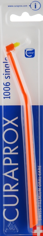 Монопучковая зубная щетка "Single CS 1006", оранжево-салатовая - Curaprox — фото N1