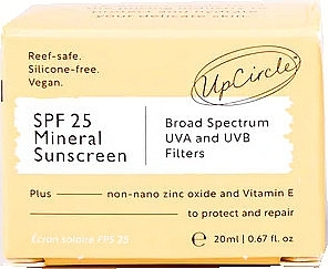 Мінеральний сонцезахисний крем для обличчя - UpCircle SPF 25 Mineral Sunscreen Travel Size (міні) — фото N2