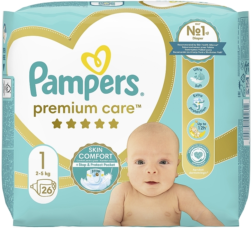 Підгузки Pampers Premium Care Newborn (2-5 кг), 26 шт. - Pampers — фото N2