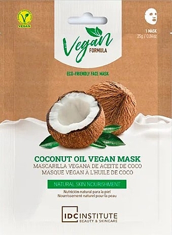 Тканевая маска для лица с кокосовым маслом - IDC Institute Vegan Formula Coconut Oil Face Mask — фото N1