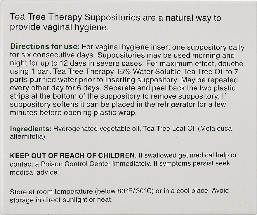 Суппозитории с маслом чайного дерева для вагинальной гигиены - Tea Tree Therapy Suppositories For Vaginal Hygiene — фото N3