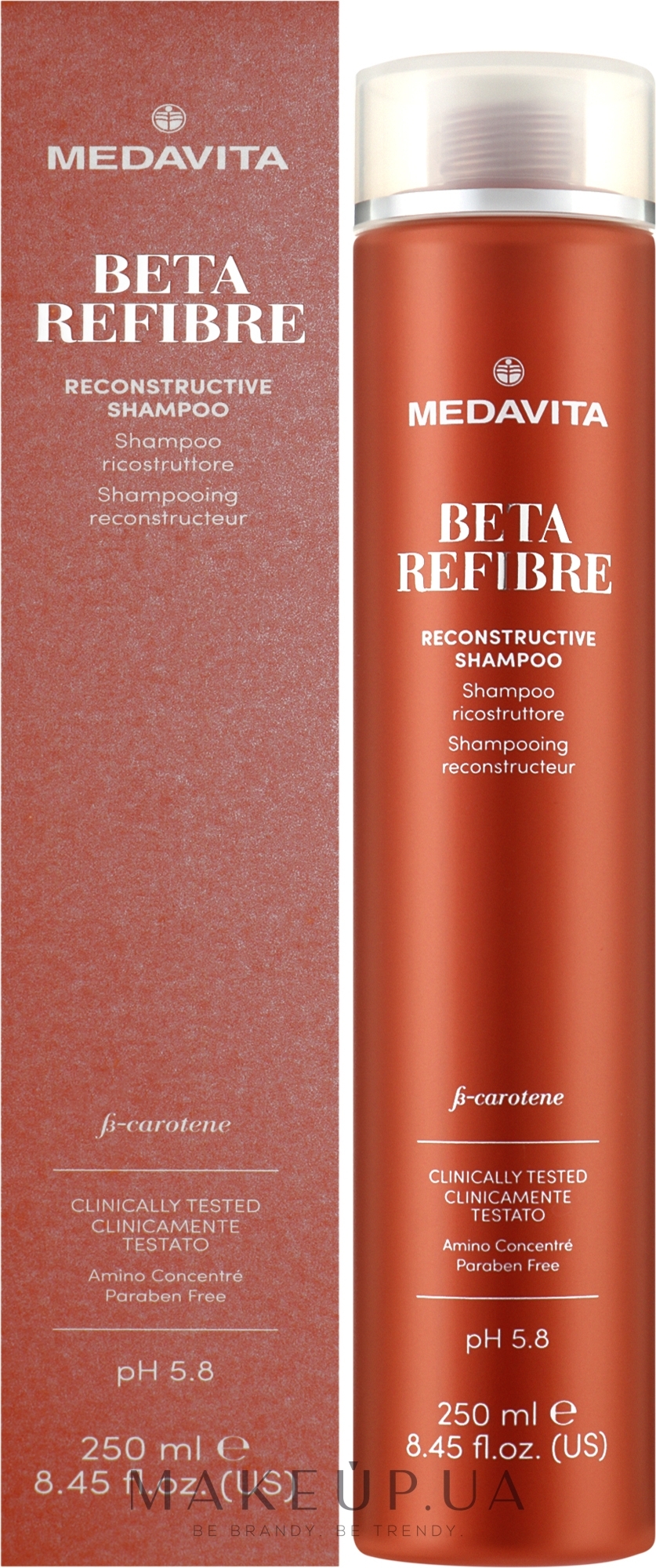 Восстанавливающий шампунь для поврежденных волос - Medavita Beta Refibre Recontructive Shampoo — фото 250ml
