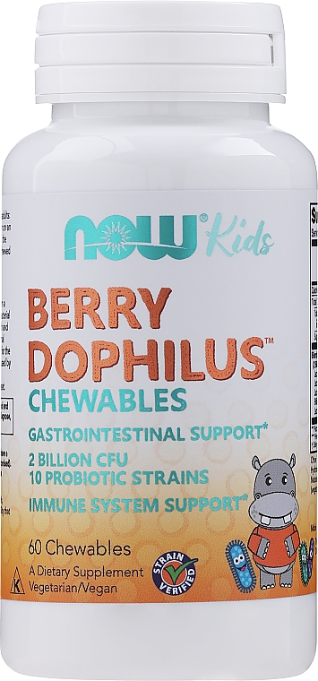 Пробиотики для детей "Ацидофилус", ягодный вкус - Now Foods Berry Dophilus — фото N3