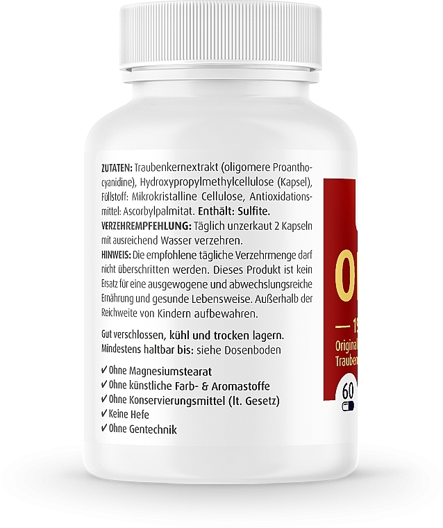 Пищевая добавка "Экстракт виноградных косточек", 192 мг - ZeinPharma OPC Native 192mg Capsules — фото N2