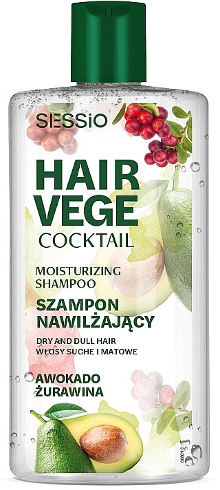 Зволожувальний шампунь для волосся "Авокадо та журавлина" - Sessio Hair Vege Cocktail Moisturizing Shampoo — фото N1
