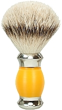 Помазок для гоління з ворсом борсука, полімерна ручка, жовтий зі сріблом - Golddachs Silver Tip Badger Polymer Handle Yellow Silver — фото N1