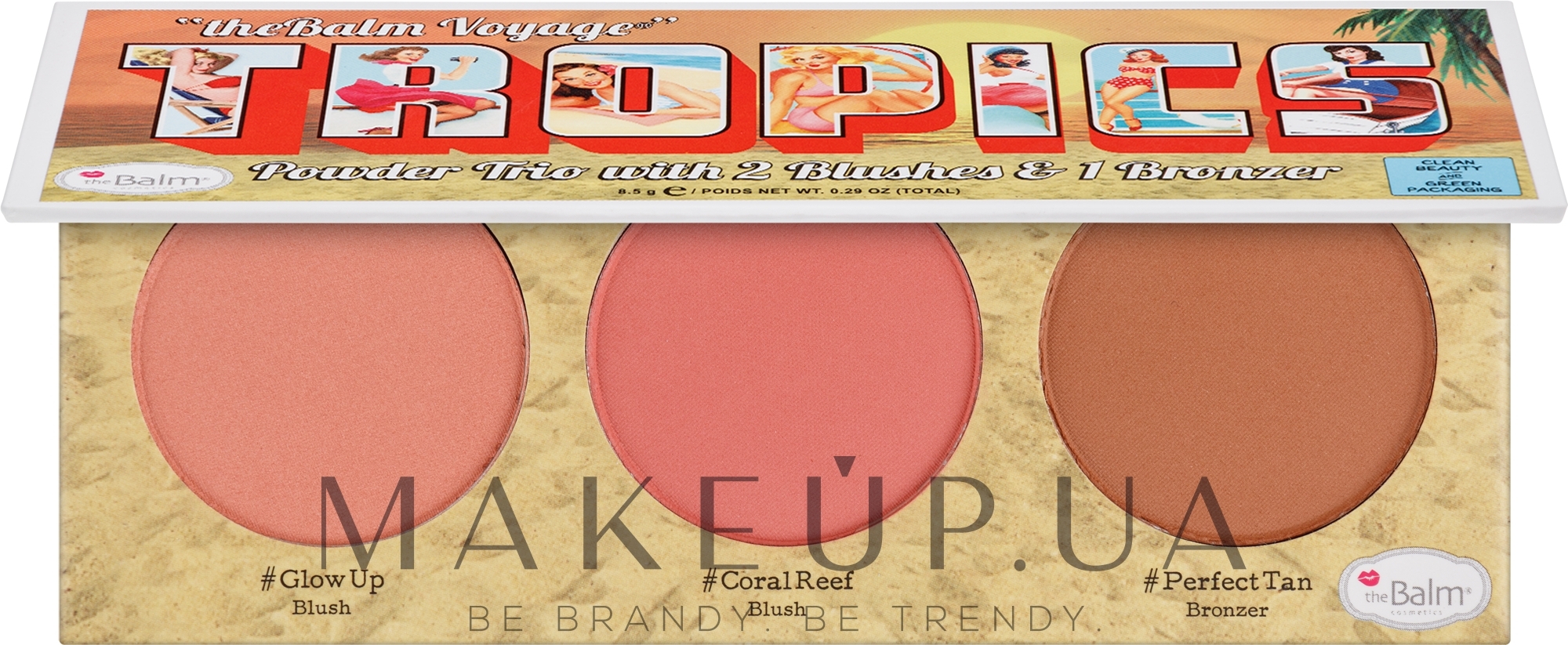 Палетка для макіяжу - theBalm Voyage Tropics Powder Trio — фото 8.5g