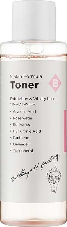 Відлущувальний тонер для обличчя - Village 11 Factory Skin Formula Toner B Exfoliation & Vitality — фото N1