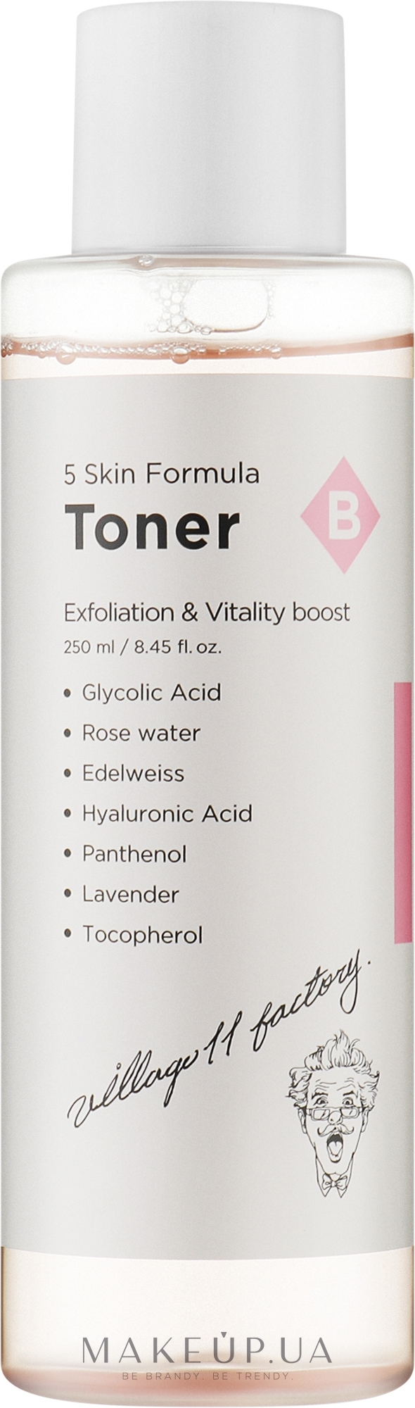 Відлущувальний тонер для обличчя - Village 11 Factory Skin Formula Toner B Exfoliation & Vitality — фото 250ml