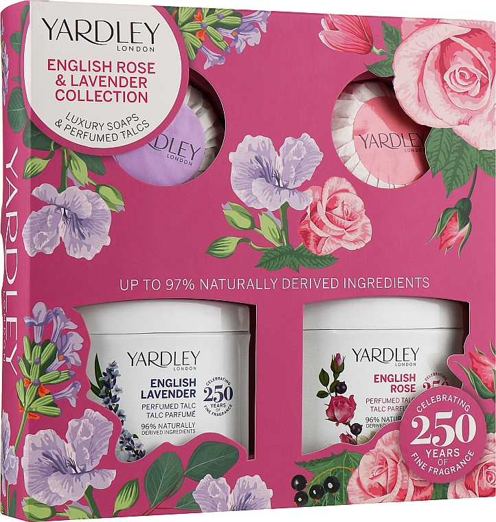 Набор - Yardley English Lavender & English Rose (talc/2х50g + soap/2х50g) — фото N1