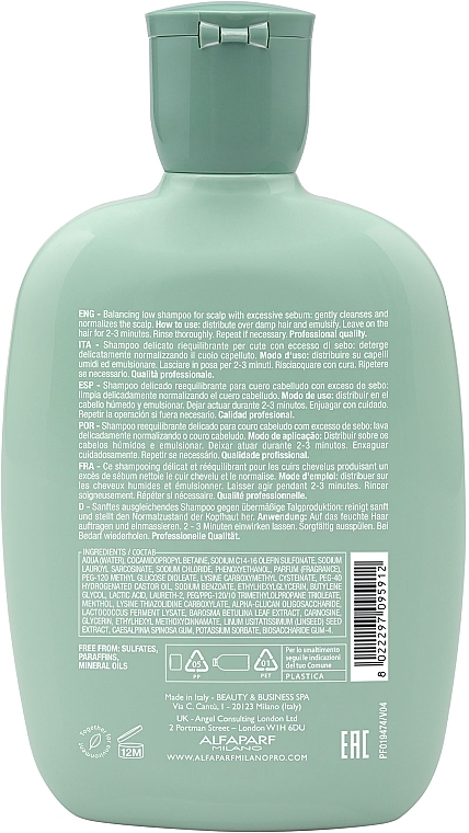 Шампунь для жирной кожи головы - Alfaparf Semi Di Lino Scalp Rebalance Balancing Low Shampoo — фото N2