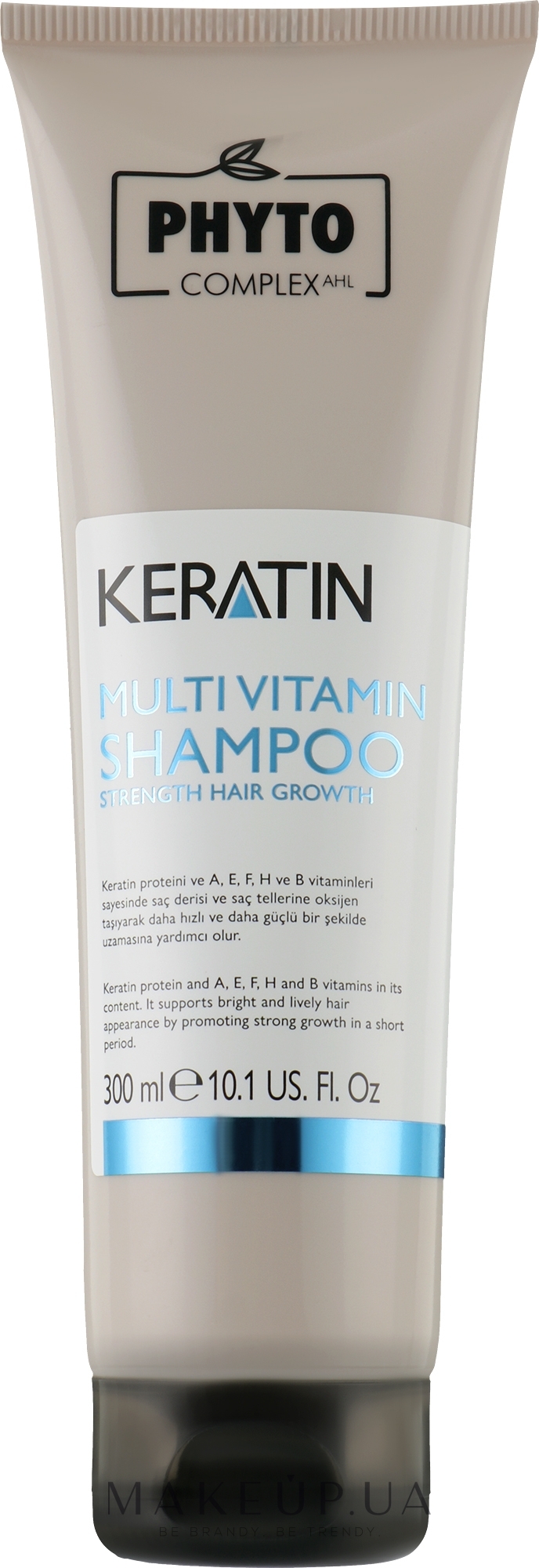 Зміцнювальний шампунь з мультивітамінами для тонкого і тьмяного волосся - Phytocomplex AHL Keratin Multivitamin Shampoo — фото 300ml