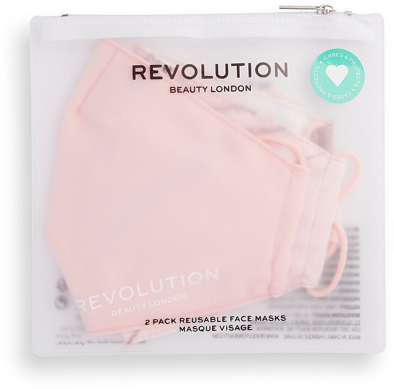 Багаторазова захисна маска для обличчя, 2 шт. - Makeup Revolution 2Pack Re-Useable Fashion Fabric Face Mask Pink — фото N1