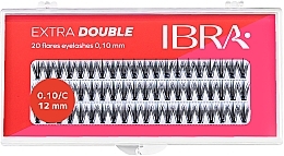 Накладні пучки, C 0,1 мм, 12 мм - Ibra Extra Double 20 Flares Eyelash C 12 mm — фото N1