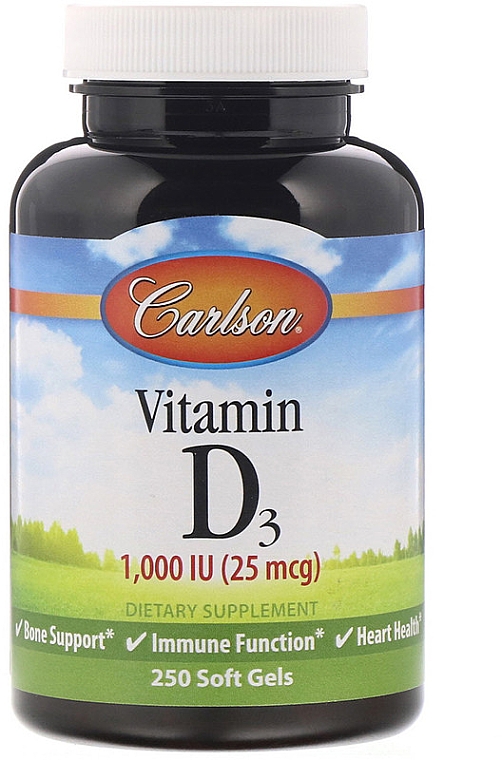 Витамин D3, 1000мг - Carlson Labs Vitamin D3 — фото N1