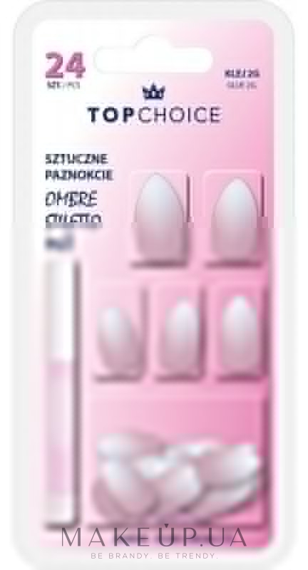 Накладні нігті "Ombre Stiletto Mat", 78194 - Top Choice — фото 24шт