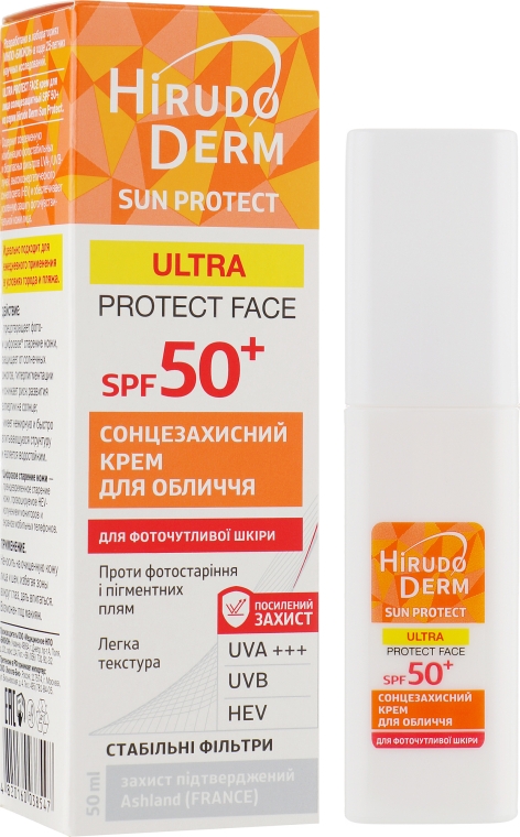 Сонцезахисний крем для обличчя SPF 50+ - Hirudo Derm Sun Protect Ultra Protect Face — фото N1
