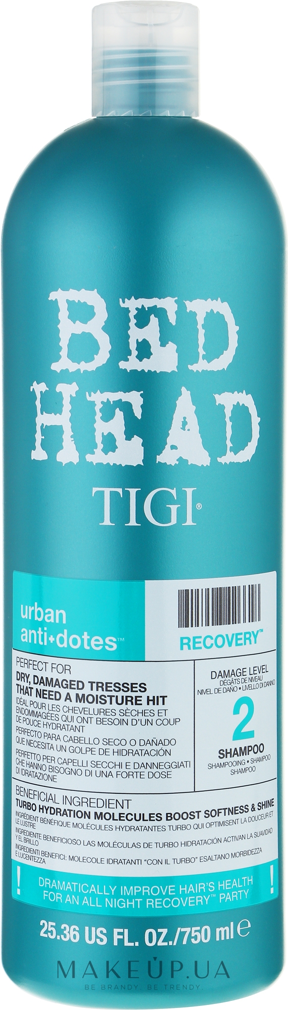 Шампунь увлажняющий для сухих и поврежденных волос - Tigi Bed Head Urban Anti+Dotes Recovery Shampoo — фото 750ml