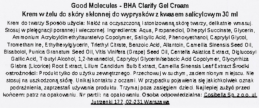 Гель-крем для обличчя - Good Molecules BHA Clarify Gel Cream — фото N3