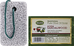 Набір, мило з ароматом сандала - Kalliston Set Soap + Pumice (soap/100g + stone/1pcs) — фото N1