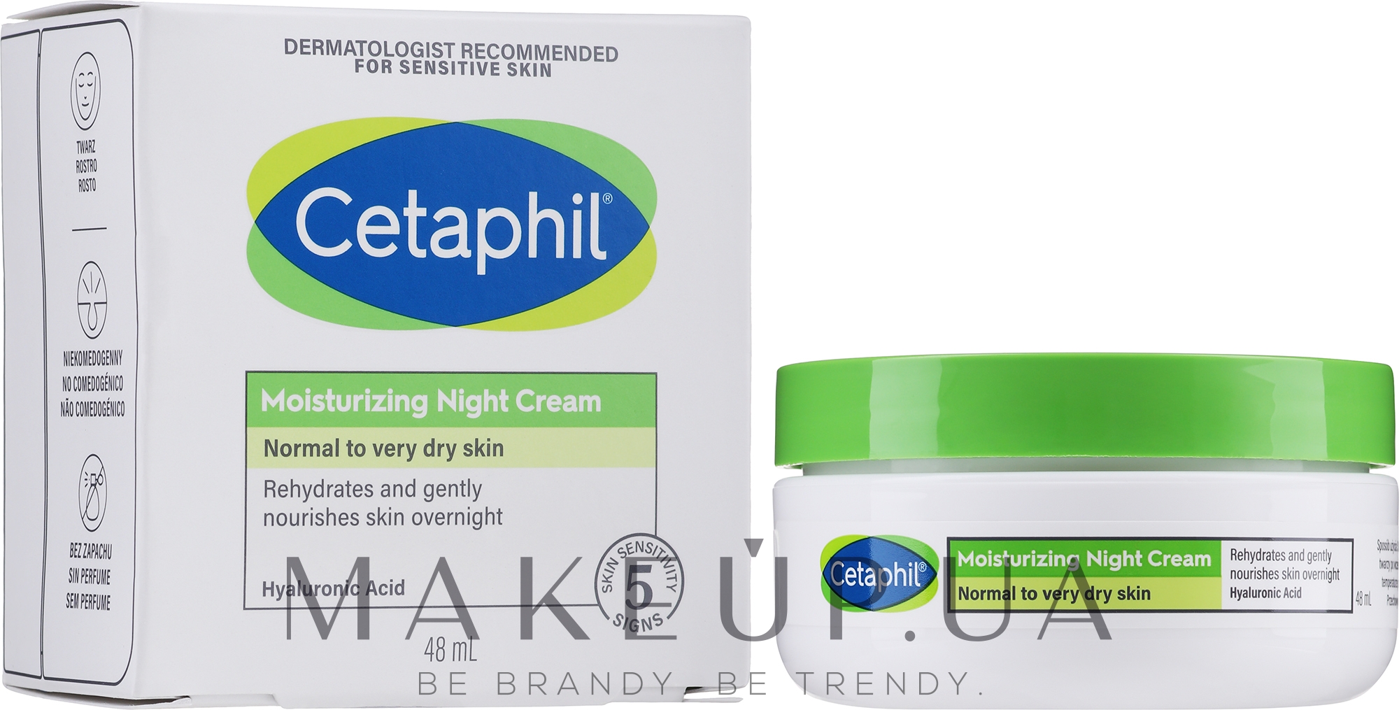 Зволожувальний нічний крем з гіалуроновою кислотою для обличчя - Cetaphil Moisturizing Night Cream — фото 48ml
