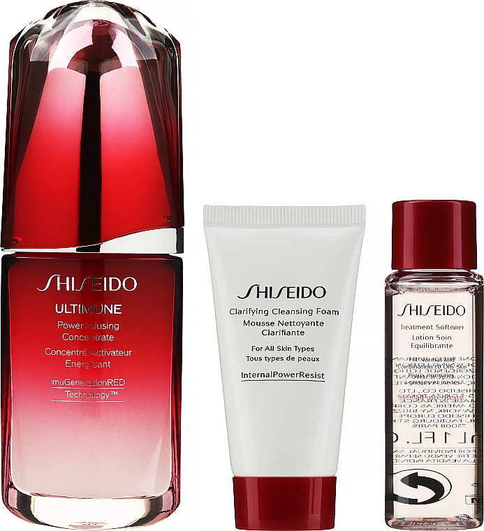 Набор - Shiseido Ultimune Global Age Defence Set (conc/50ml + foam/30ml + softner/30ml) — фото N2