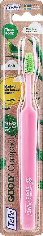 Экологическая детская зубная щетка, розовая - TePe TePe Good Compact Soft — фото N1