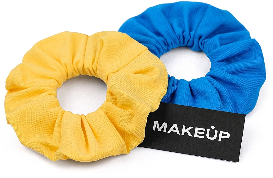 Набор резинок, трикотаж "Freedom" - MAKEUP Scrunchie Set Yellow and Blue — фото N2